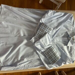 Burberry Light Blue Dress Shirt with Black and White Accents